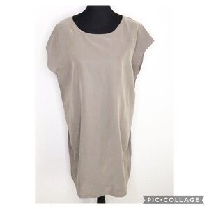 Curator taupe gray cap sleeve shift dress size Small / Medium S/M